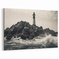 Rocky Lighthouse and Waves - Coastal Wall Art Dramatic Seascape