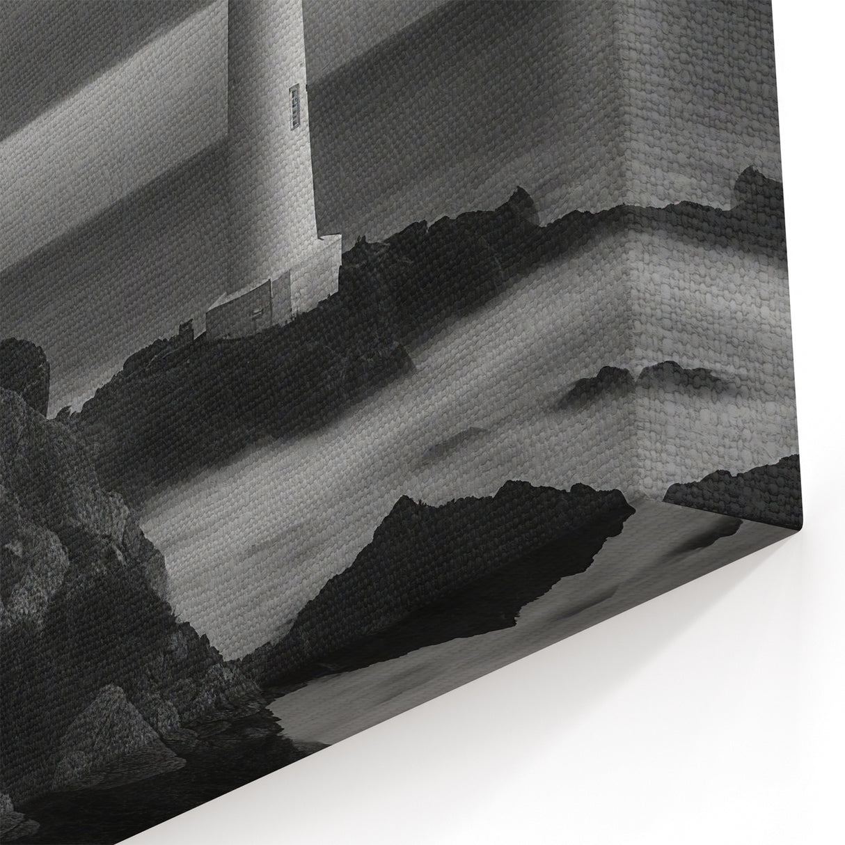 Twin Lighthouses Under Moonlight - Dramatic Coastal Wall Art Decor