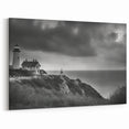 Moody Coastal Lighthouse - Dramatic Black and White Wall Art Decor