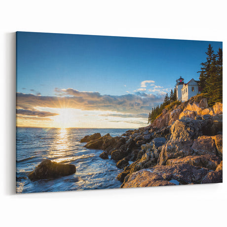 Sunset Lighthouse Cliffs – Serene Coastal Cliff Canvas Art for Home