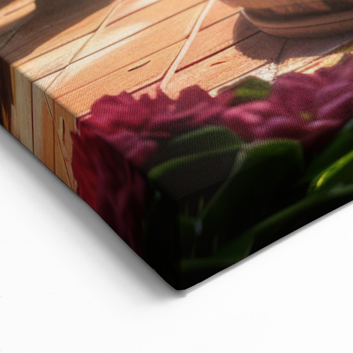 Verdant Courtyard Fountain - Lush Greenery and Floral Wall Art Print
