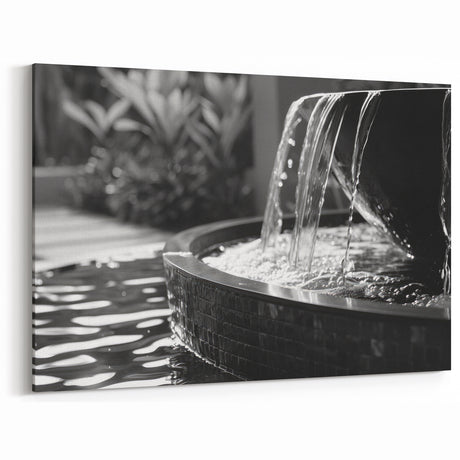 Modern Black & White Fountain - Elegant Monochrome Wall Art Print