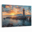 Vibrant Sunset Lighthouse Art - Coastal Scenic Canvas Print Decor