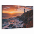 Golden Sunset Lighthouse Art - Scenic Coastal Canvas Print Decor