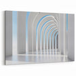 Minimalist Interior Art - Serene White Arches with Sky Blue Accents