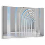 Minimalist Interior Art - Serene White Arches with Sky Blue Accents