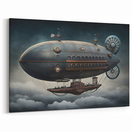 Steampunk Dirigible Canvas Print | Vintage Airship Wall Art Decor