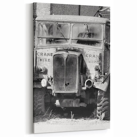 Dereliction Wall Art - Vintage Abandoned Crane Hire Truck Urban Decay Canvas