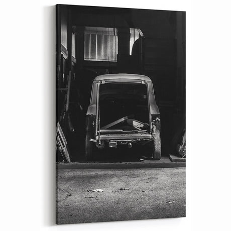 Urban Decay Canvas - Abandoned Car in Darkened Garage Dereliction Art