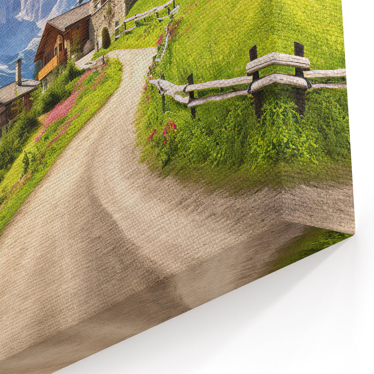 Countryside Wall Art - Scenic Mountain Village Canvas for Rustic Decor