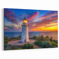 Vivid Sunset Lighthouse Art - Vibrant Coastal Canvas Print Decor