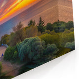 Vivid Sunset Lighthouse Art - Vibrant Coastal Canvas Print Decor