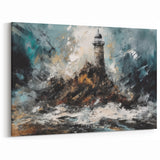 Abstract Stormy Lighthouse Art - Dramatic Coastal Canvas Print Decor