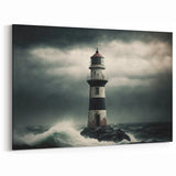Stormy Seas Lighthouse Art - Dramatic Coastal Canvas Print Decor
