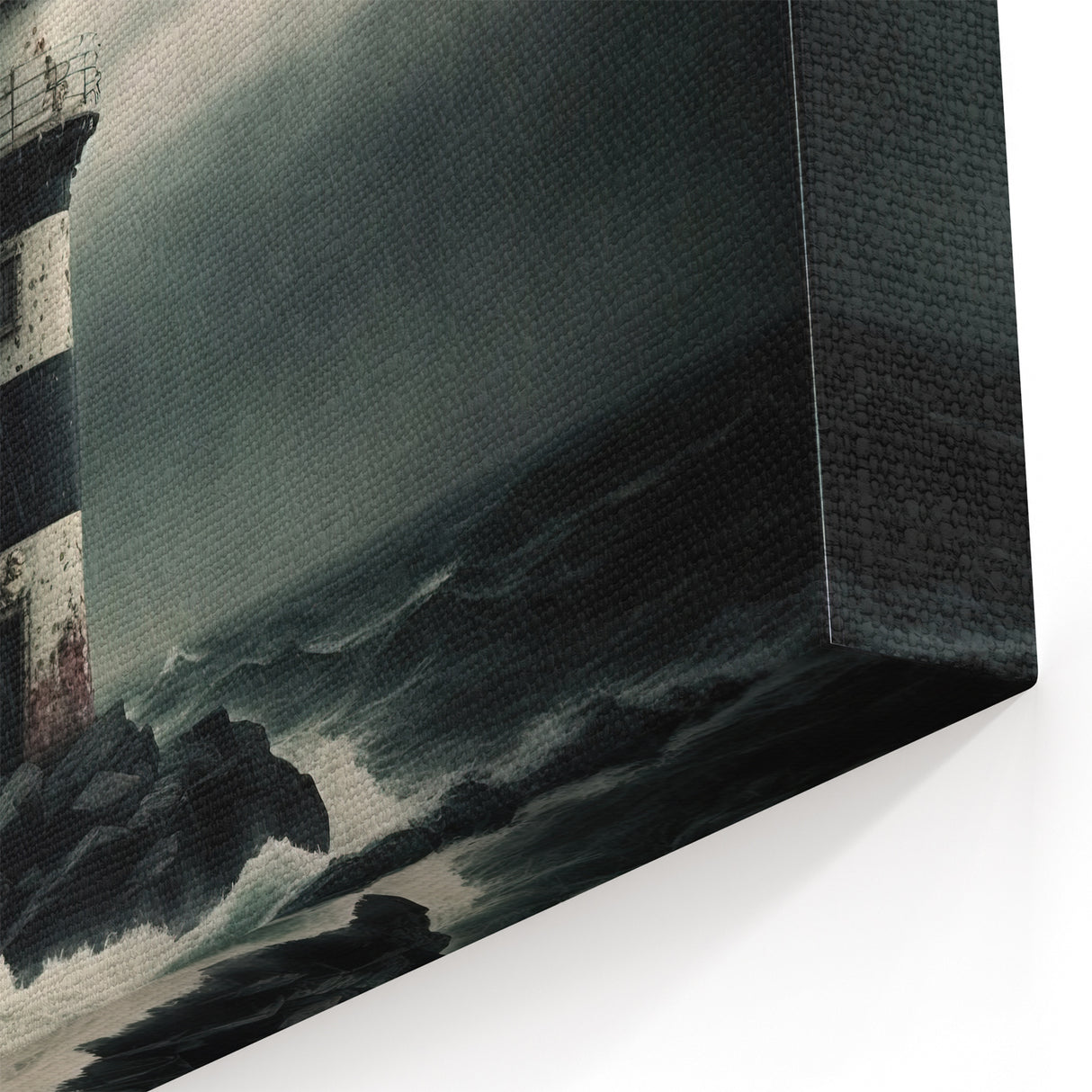 Stormy Seas Lighthouse Art - Dramatic Coastal Canvas Print Decor