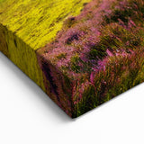 Sunset Countryside Art - Rolling Hills and Heather Fields Wall Decor