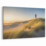Serene Coastal Dunes Lighthouse Art - Peaceful Sunset Canvas Print