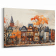 Urban Autumn Street Wall Art - Victorian Houses Canvas Print