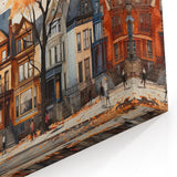 Urban Autumn Street Wall Art - Victorian Houses Canvas Print