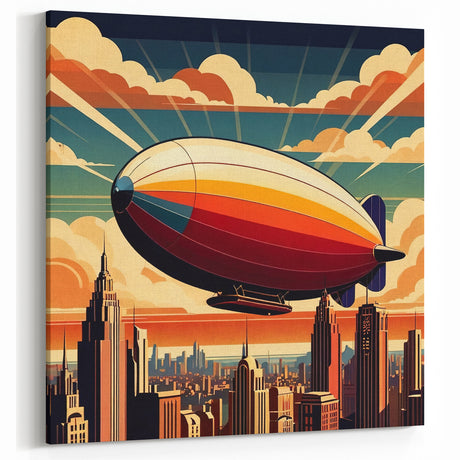 Retro Airship Poster Art - Vintage Blimp Wall Art for Urban Decor