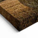 Rural Landscape Canvas - Hay Bales at Sunset in Open Field Art