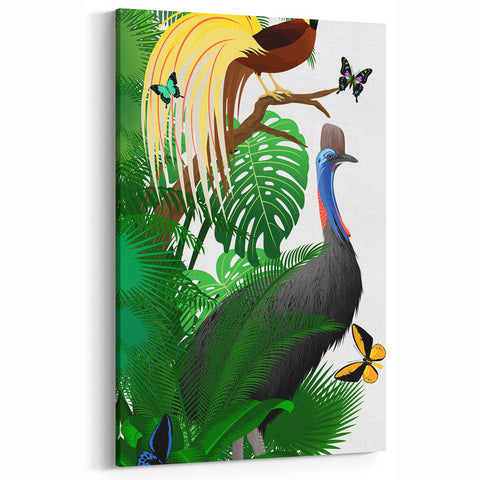 Exotic Rainforest Bird Art - Tropical Jungle Illustration Print - Nature Decor