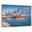 Serene Arctic Seascape Wall Art - Coastal Red Cottages Ocean View Print