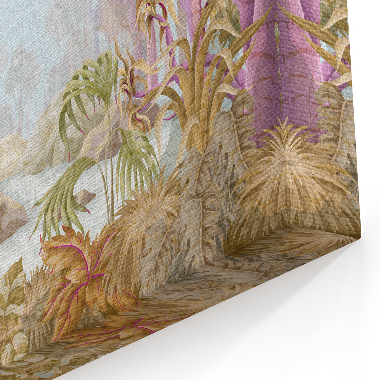 Pastel Rainforest Illustration Art - Dreamy Jungle Canvas Print - Nature Decor