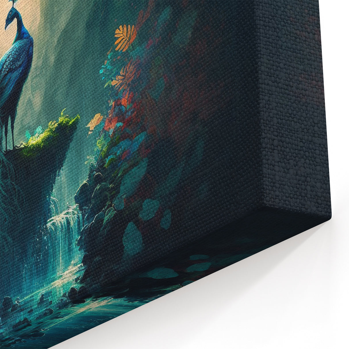 Majestic Peacock in Mystical Rainforest - Enchanted Jungle Canvas Print