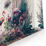Elegant Flamingos in Lush Rainforest - Vibrant Tropical Canvas Print