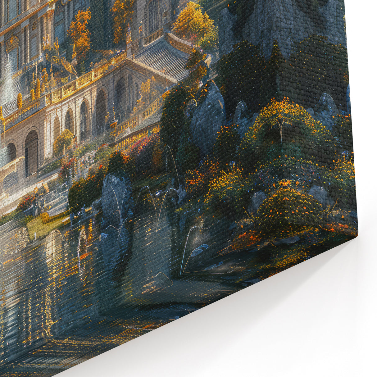 Autumn Palace Garden Art Print - Majestic Architectural Wall Decor