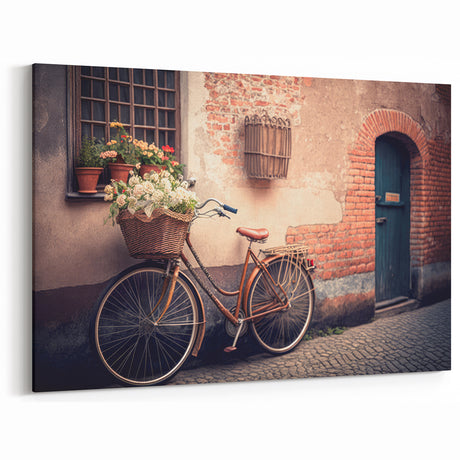 Charming Bicycle & Flowers Art - Vintage Rustic Cycling Wall Decor