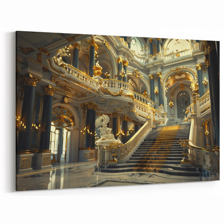 Opulent Palace Interior Art | Grand Historical Staircase Decor Print