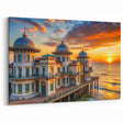 Sunset Over Seaside Palace Art | Coastal Architectural Decor Print