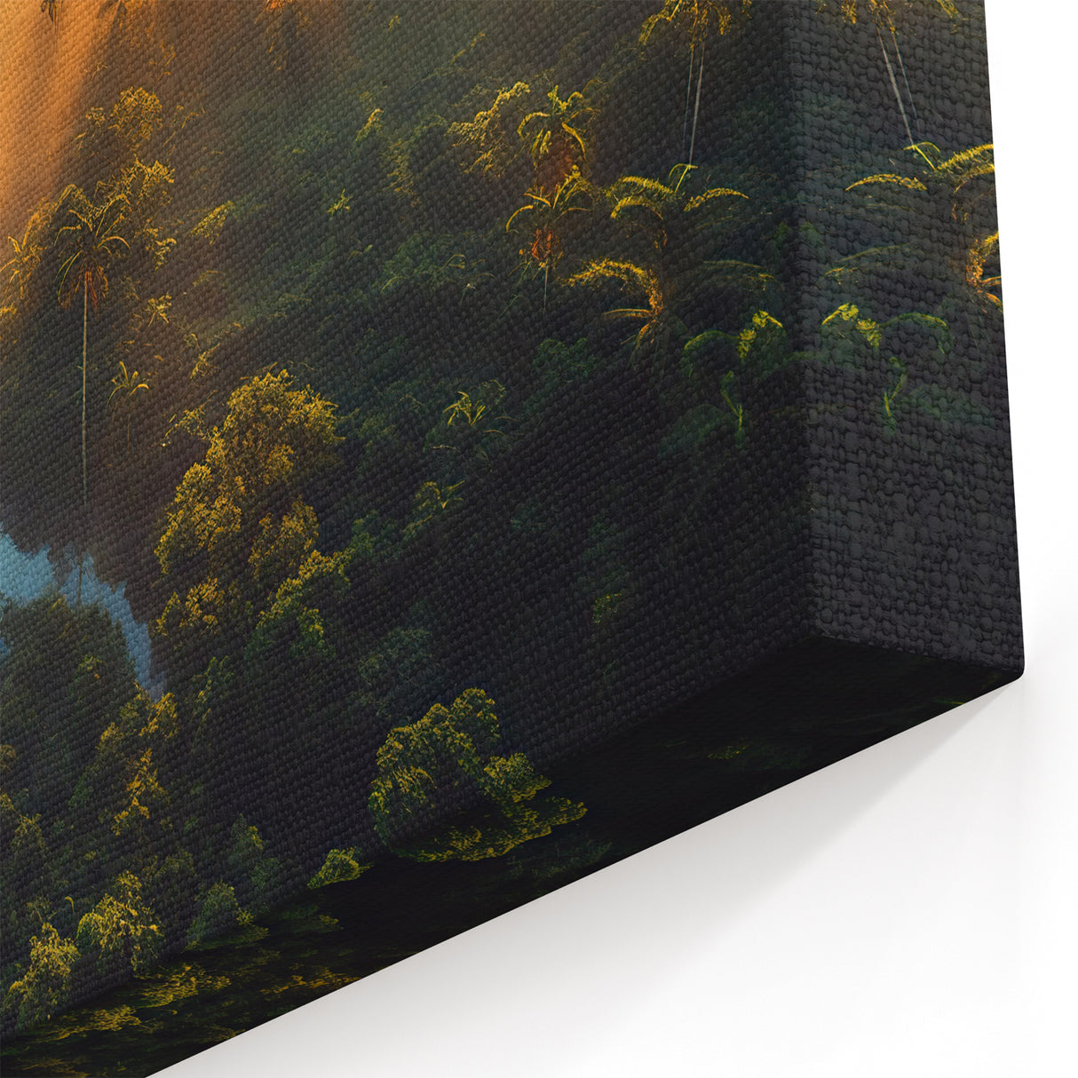 Sunbeams Over Misty Rainforest - Majestic Tropical Landscape Art