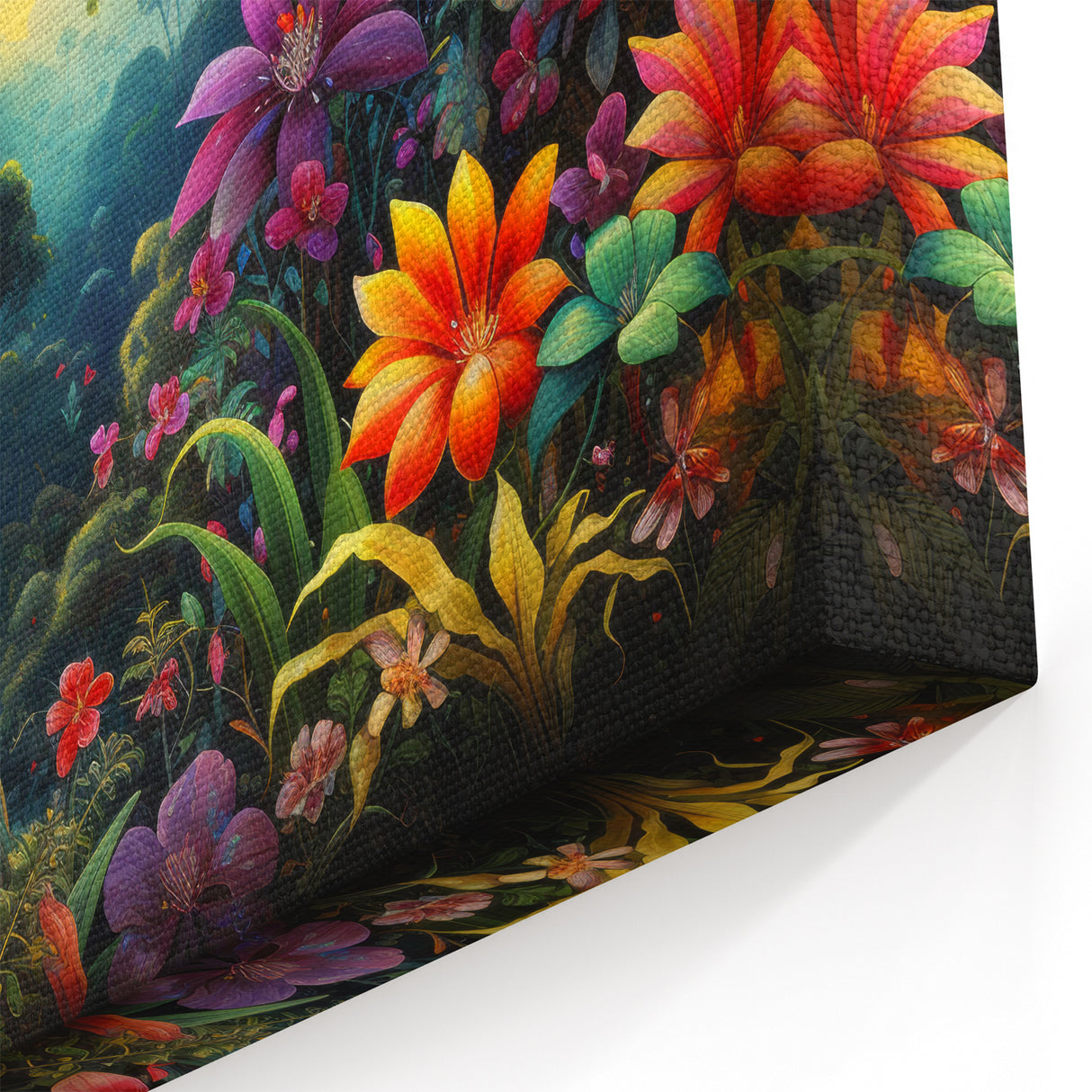 Vibrant Rainforest Flowers & Birds - Colorful Tropical Jungle Art