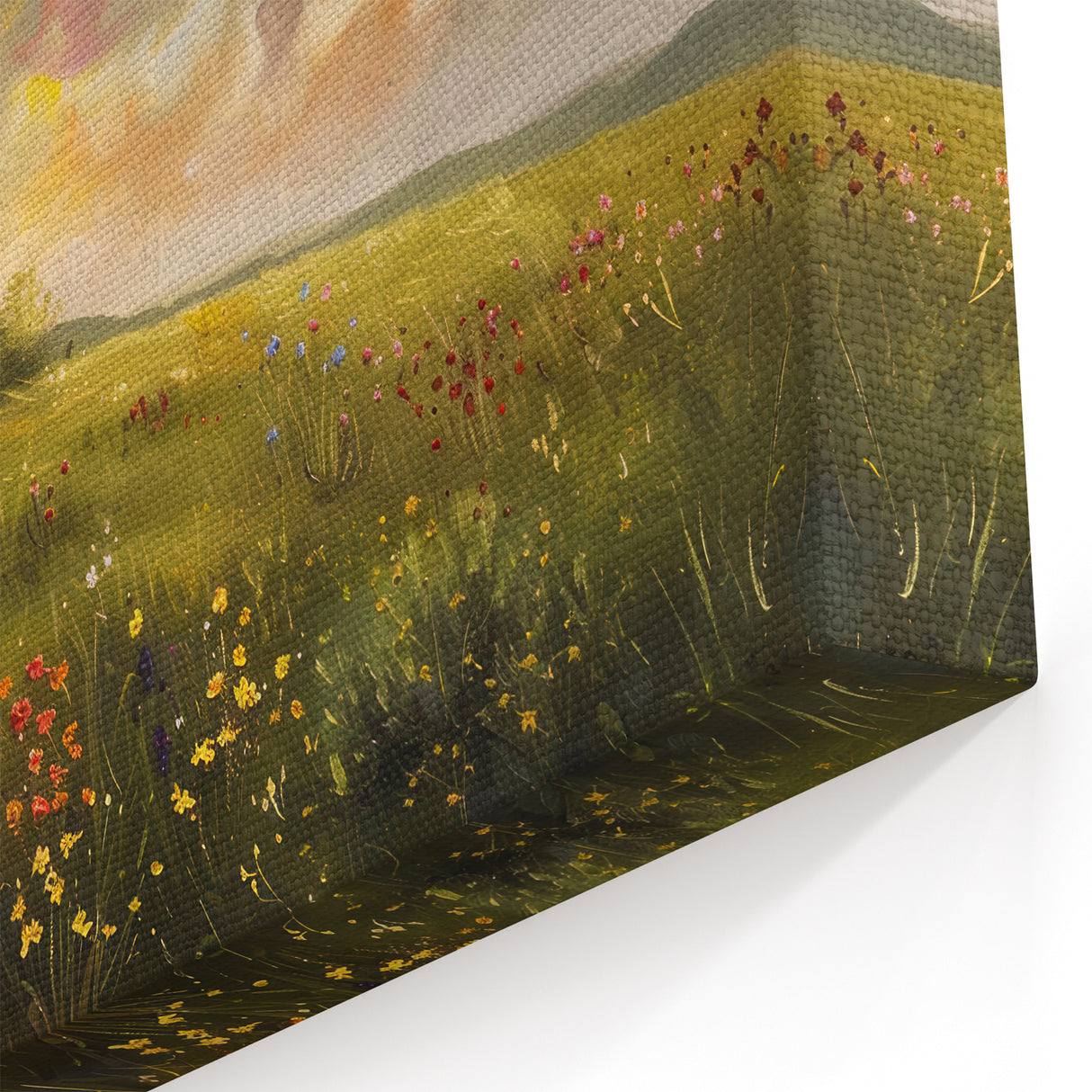 Serene Countryside Cottage Wall Art - Rustic Framed Canvas Print