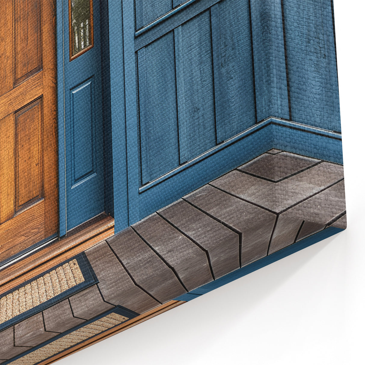 Classic Wooden Door Wall Art - Blue and Brown Rustic Canvas Print