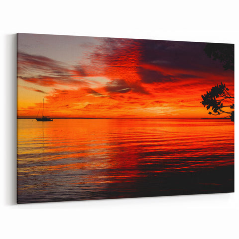 Vibrant Sunset Seascape Wall Art - Coastal Ocean View Canvas Print