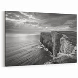 Dramatic Cliffside Seascape Art - Black and White Coastal Print