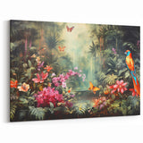 Colorful Parrot and Butterflies - Lush Tropical Rainforest Art
