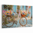 Floral Bicycle Wall Art - Charming Flower Basket Cycling Print