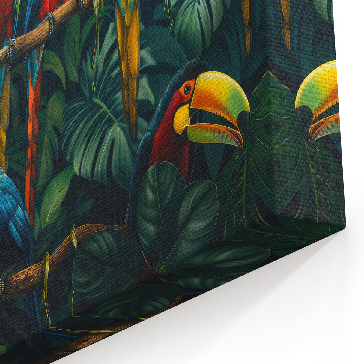Vibrant Parrots in Rainforest - Colorful Tropical Bird Wall Art