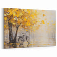 Autumn Bicycle Wall Art - Textured Yellow Leaves Cycling Print