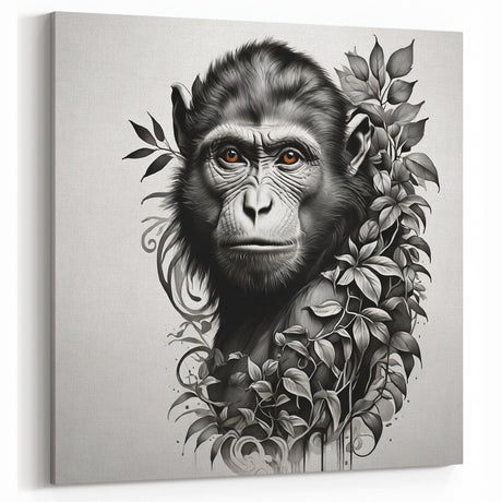 Elegant Orangutan Art - Primate-Themed Wall Decor in Black and White