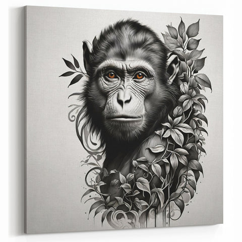 Elegant Orangutan Art - Primate-Themed Wall Decor in Black and White