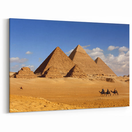 Giza Pyramids Art - Egyptian Decor - Colorful Pyramids Wall Art and Canvas