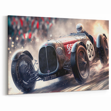 Vintage Race Car Wall Art - Racing Car Canvas Print for Motorsport Lovers