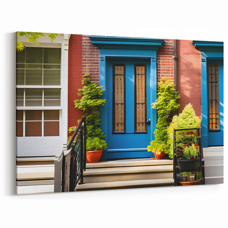 Charming Blue Door Wall Art - Modern Architectural Canvas Print