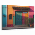 Colorful Facade Door Wall Art - Vibrant Architectural Canvas Print